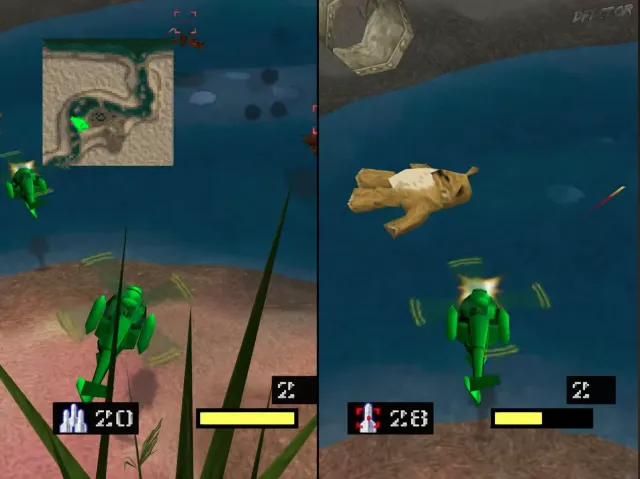 Screenshot of two player split screen mode.