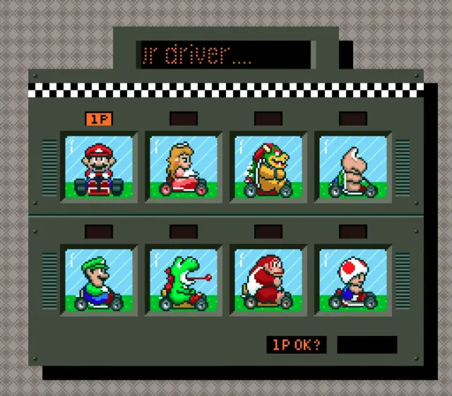 Choosing from 8 Nintendo characters to play as.